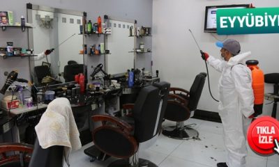 Eyyübiye’de berber ve kuaförler dezenfekte ediliyor