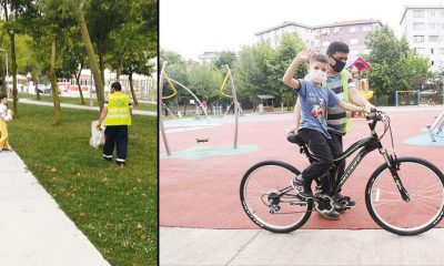 Babasına çöp toplamada yardım etti bisikleti oldu